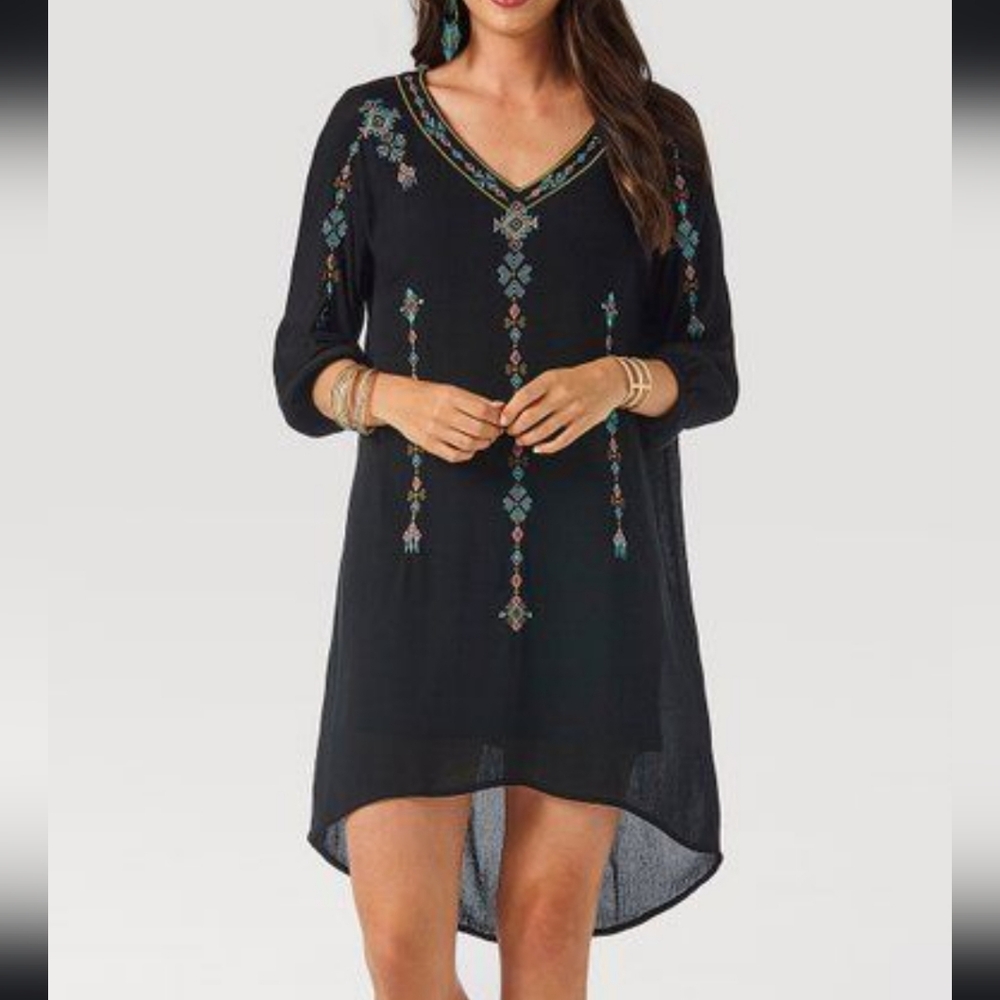 Wrangler Retro Aztec Embroidered Western 3/4 Sleeve Dress New With Tags